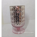 Χρωματισμένο Crackle Glass Gold Rimmed Hurricane Candle Holder